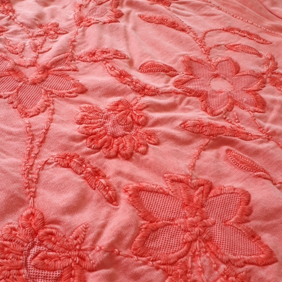 Coral Lucky Lotus boho embroidered sweatshirt - Picture 2 of 4